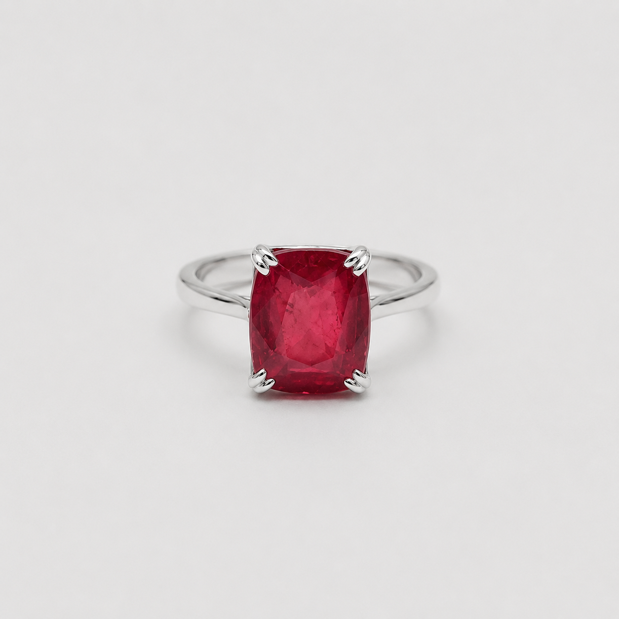 2 Ct. Cushion Cut Vibrant Red Ruby Tone Engagement Ring