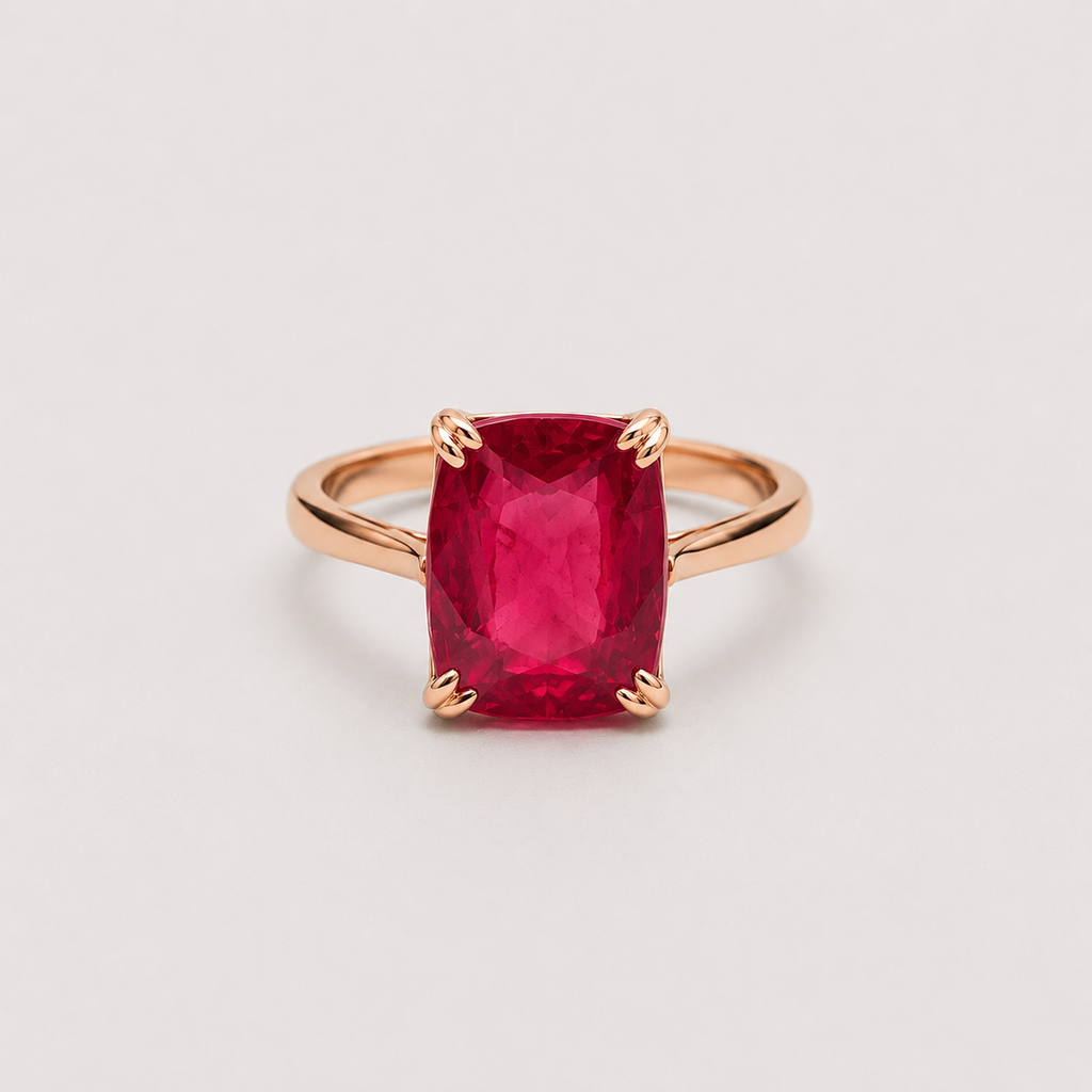 2 Ct. Cushion Cut Vibrant Red Ruby Tone Engagement Ring