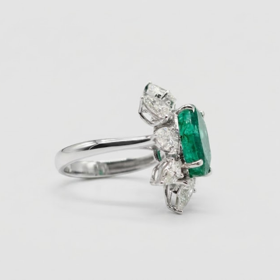 2 Ct. Oval Cut Green Cluster Statement Ring