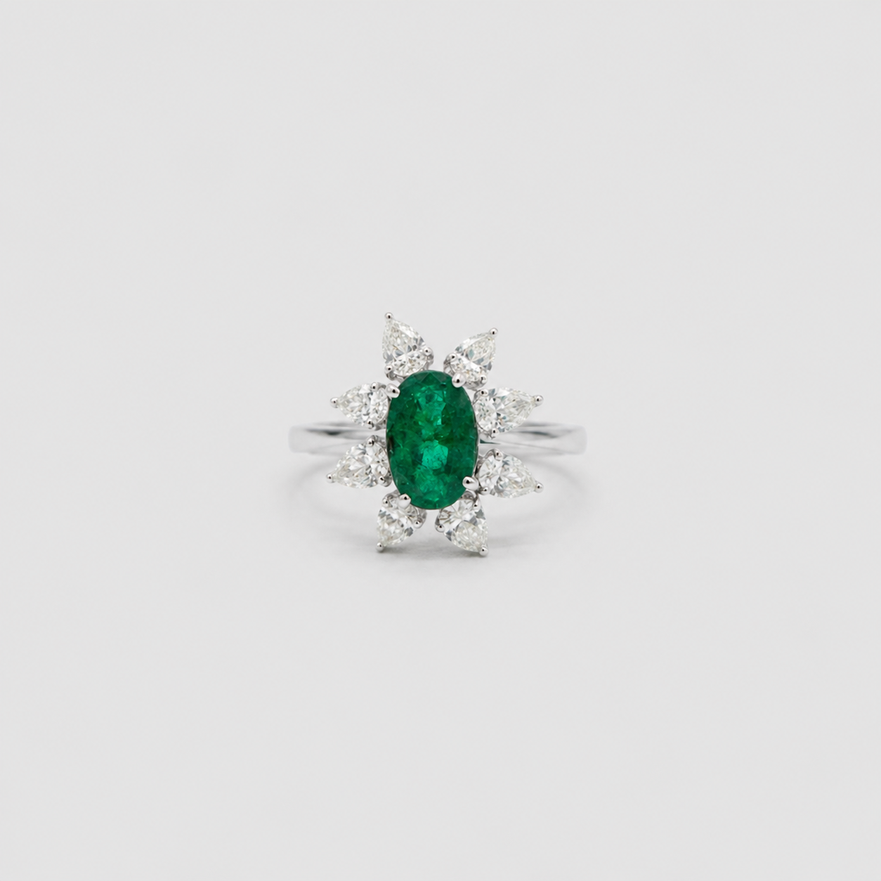 2 Ct. Oval Cut Green Cluster Statement Ring
