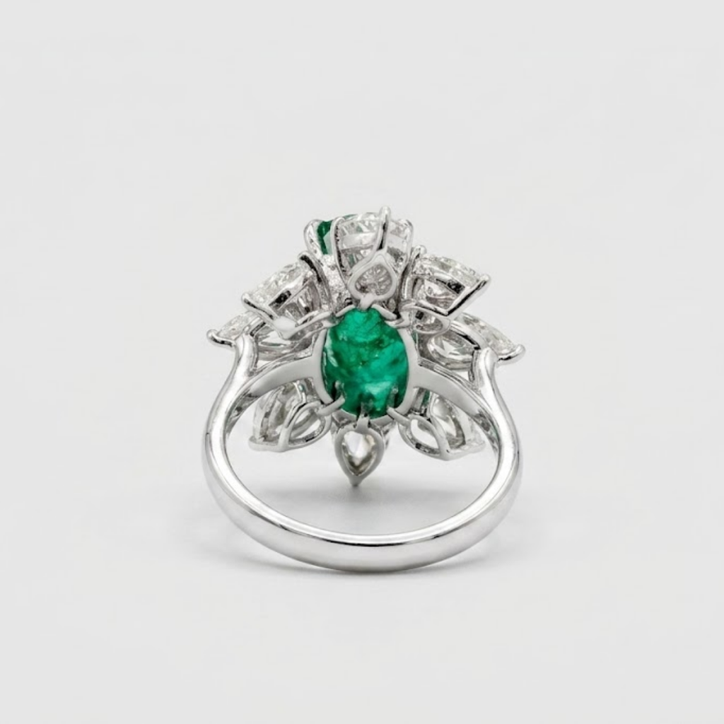 2 Ct. Oval Cut Green Cluster Statement Ring
