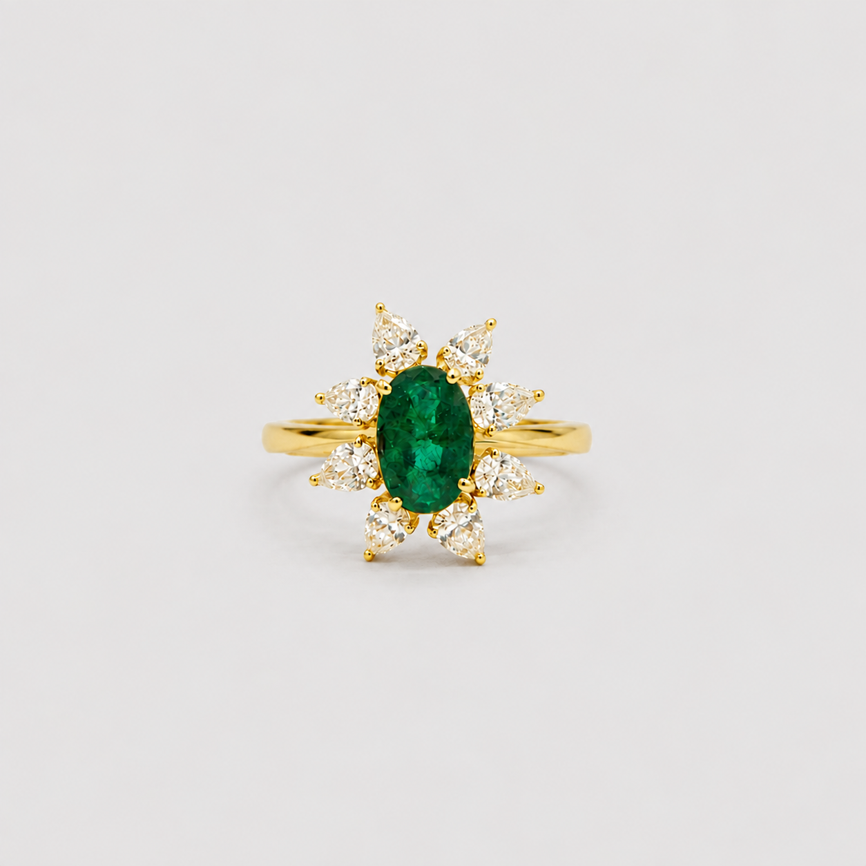 2 Ct. Oval Cut Green Cluster Statement Ring