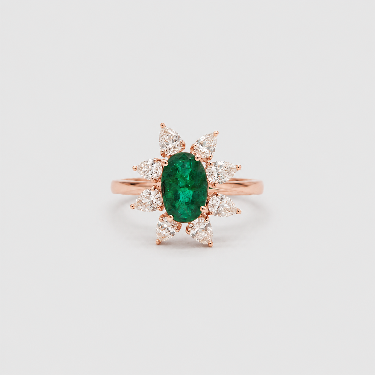 2 Ct. Oval Cut Green Cluster Statement Ring