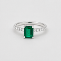 1 Ct. Emerald Cut Green Emerald Tone Solitaire Ring