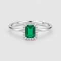 1.10 Ct. Emerald Cut Green Emerald Halo Engagement Ring
