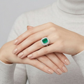3 Ct. Emerald Cut Green Crystal Cocktail Anniversary Ring