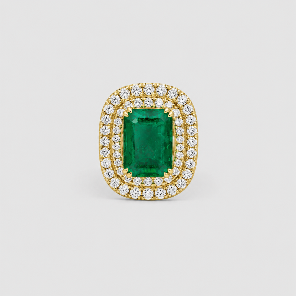 3 Ct. Emerald Cut Green Crystal Cocktail Anniversary Ring