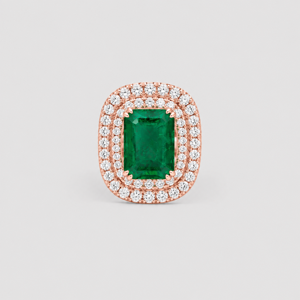 3 Ct. Emerald Cut Green Crystal Cocktail Anniversary Ring
