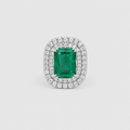 3 Ct. Emerald Cut Green Crystal Cocktail Anniversary Ring