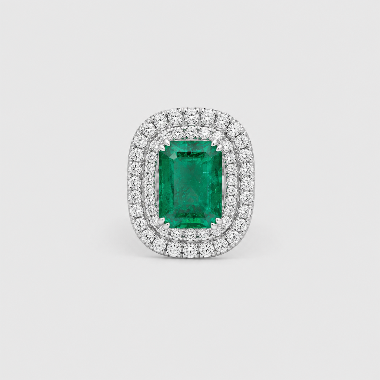 3 Ct. Emerald Cut Green Crystal Cocktail Anniversary Ring