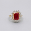 2 Ct. Emerald Cut Halo Ruby Gemstone Ring
