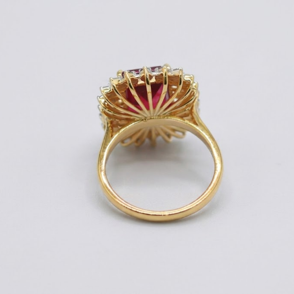 2 Ct. Emerald Cut Halo Ruby Gemstone Ring