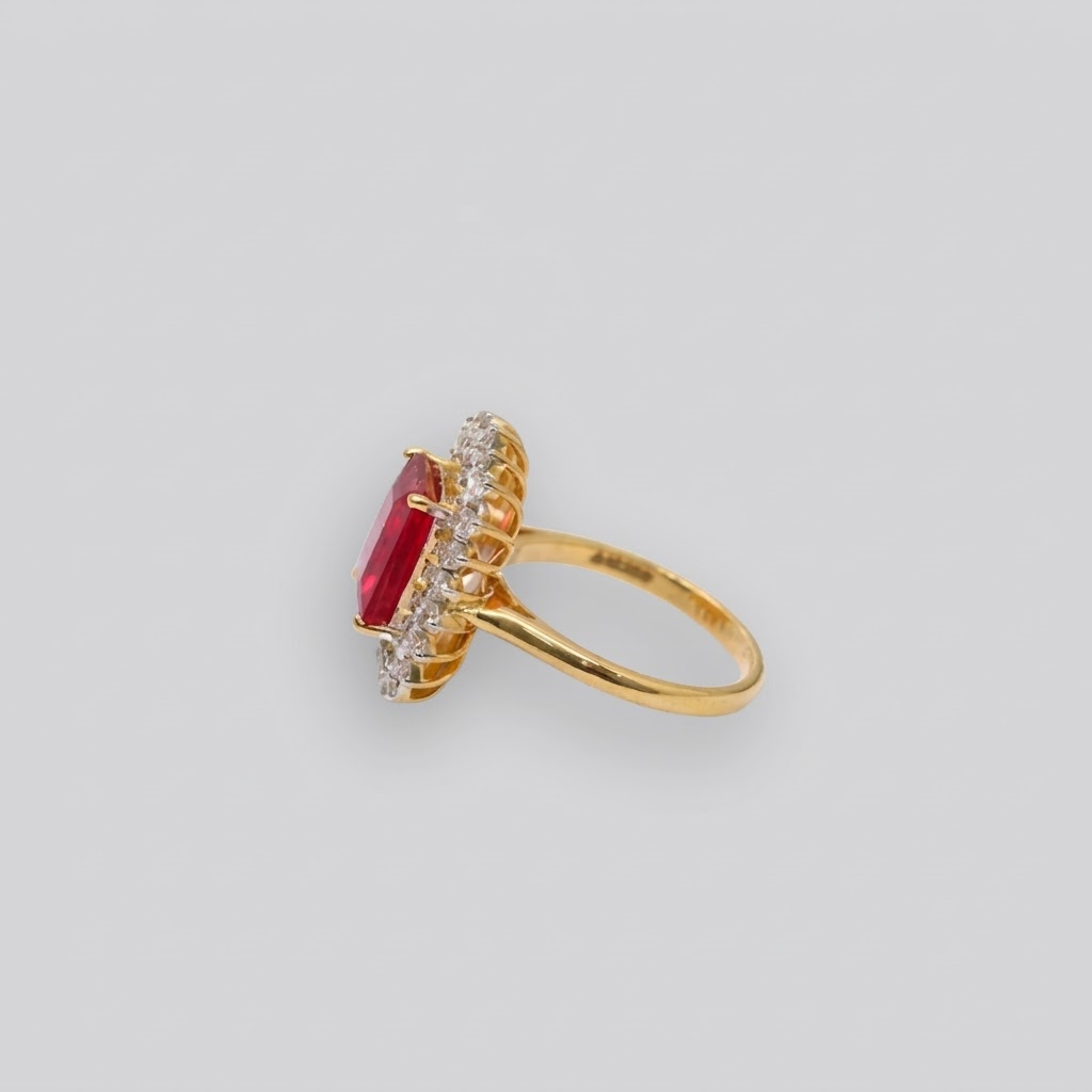 2 Ct. Emerald Cut Halo Ruby Gemstone Ring