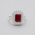 2 Ct. Emerald Cut Halo Ruby Gemstone Ring