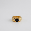 1 Ct. Round Cut Sapphire Solitaire with Assents Ring