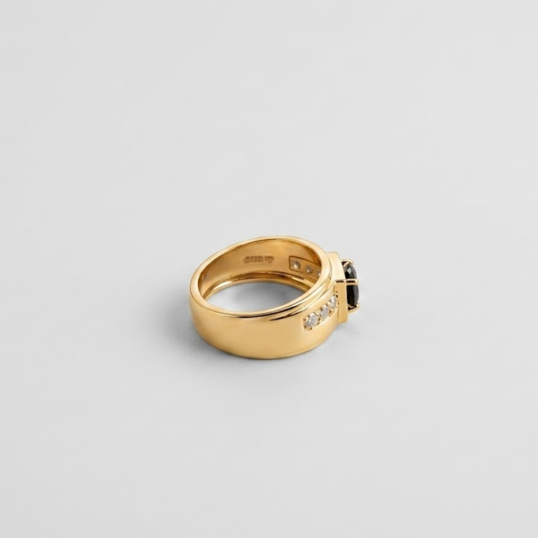 1 Ct. Round Cut Sapphire Solitaire with Assents Ring