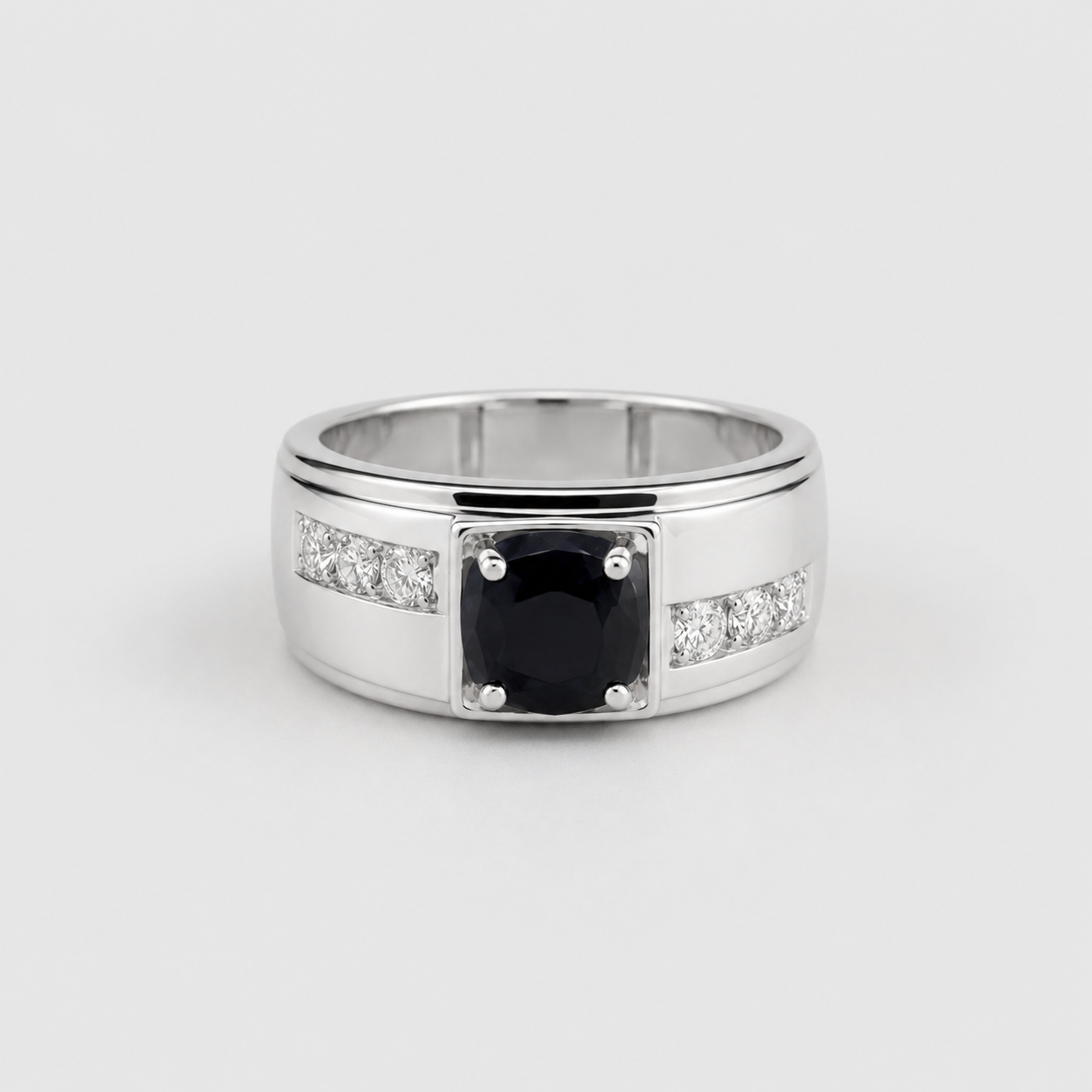 1 Ct. Round Cut Sapphire Solitaire with Assents Ring