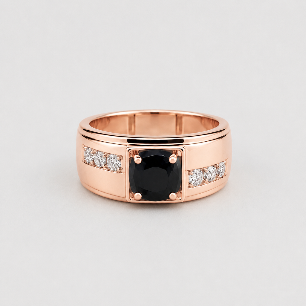 1 Ct. Round Cut Sapphire Solitaire with Assents Ring