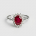 2 Ct. Oval Cut Red Ruby Halo Engagement Ring