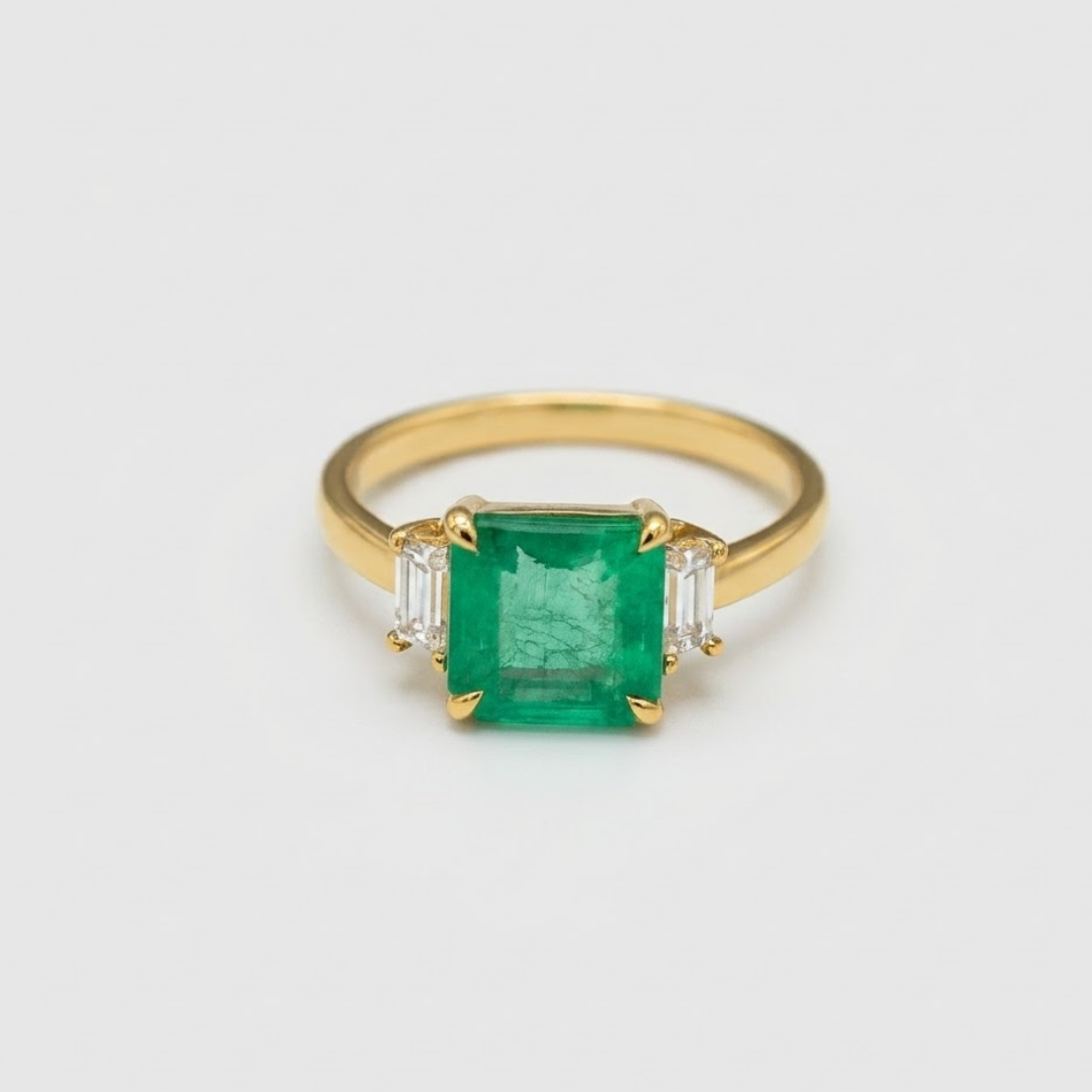 2 Ct. Three Stone Emerald Cut Statement Ring
