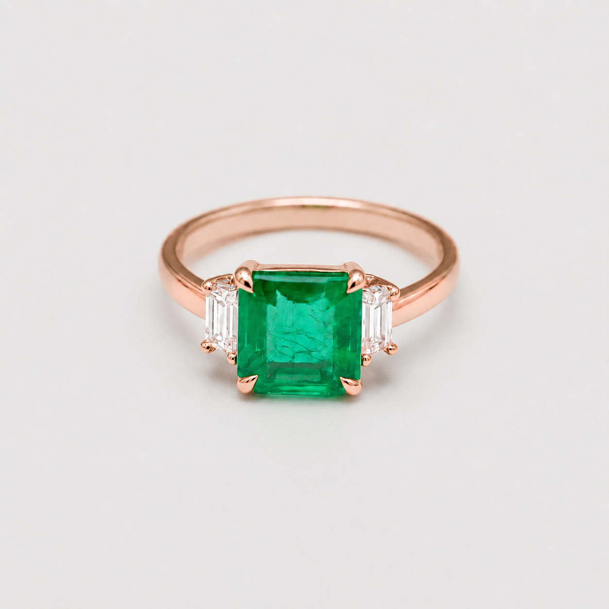 2 Ct. Three Stone Emerald Cut Statement Ring