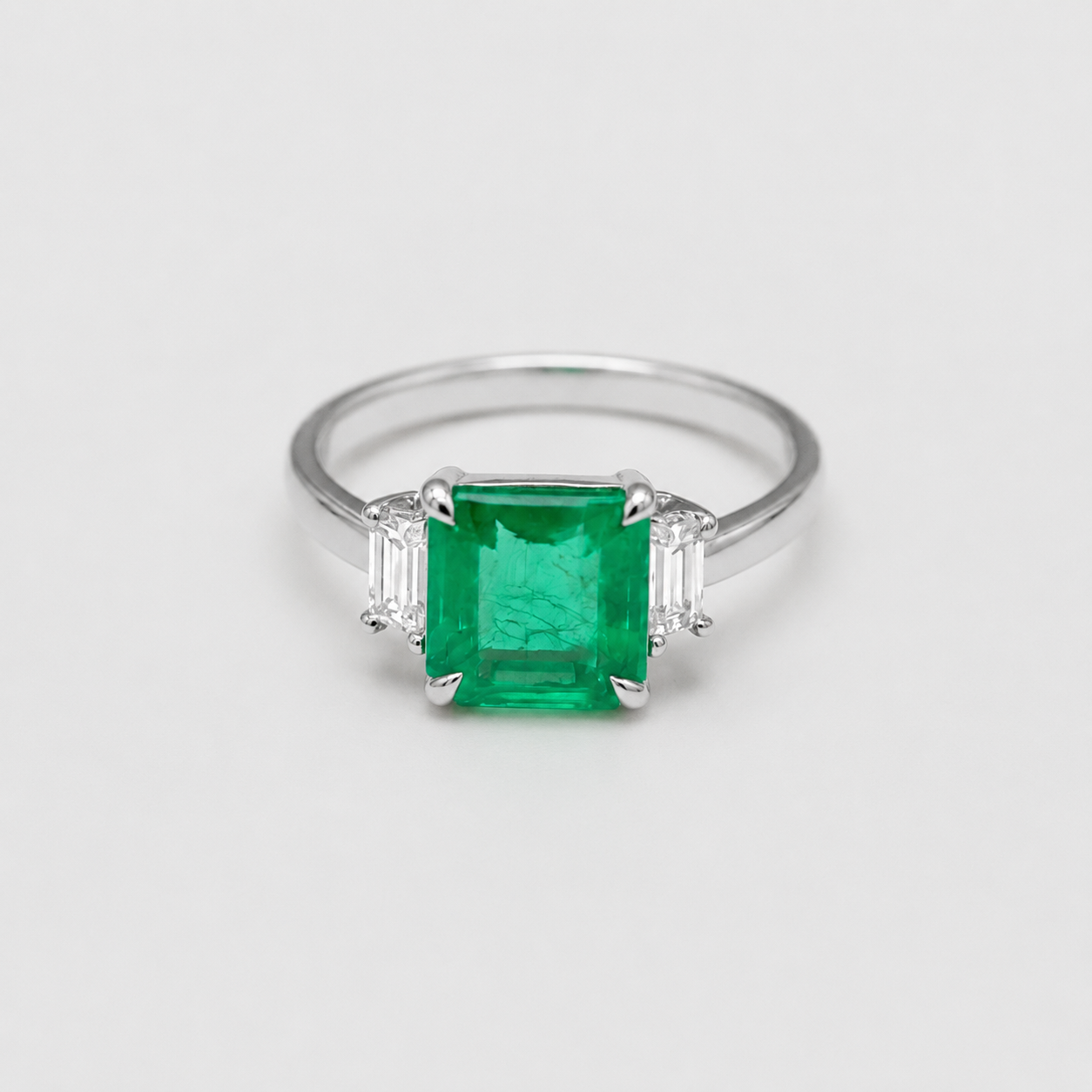 2 Ct. Three Stone Emerald Cut Statement Ring