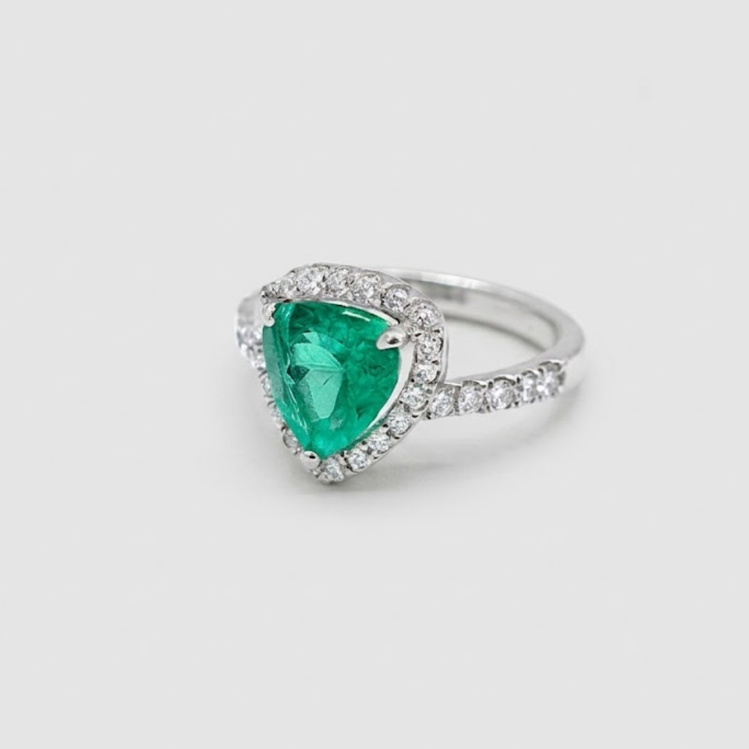 2 Ct. Heart Shaped Emerald Cut Tone Halo Ring