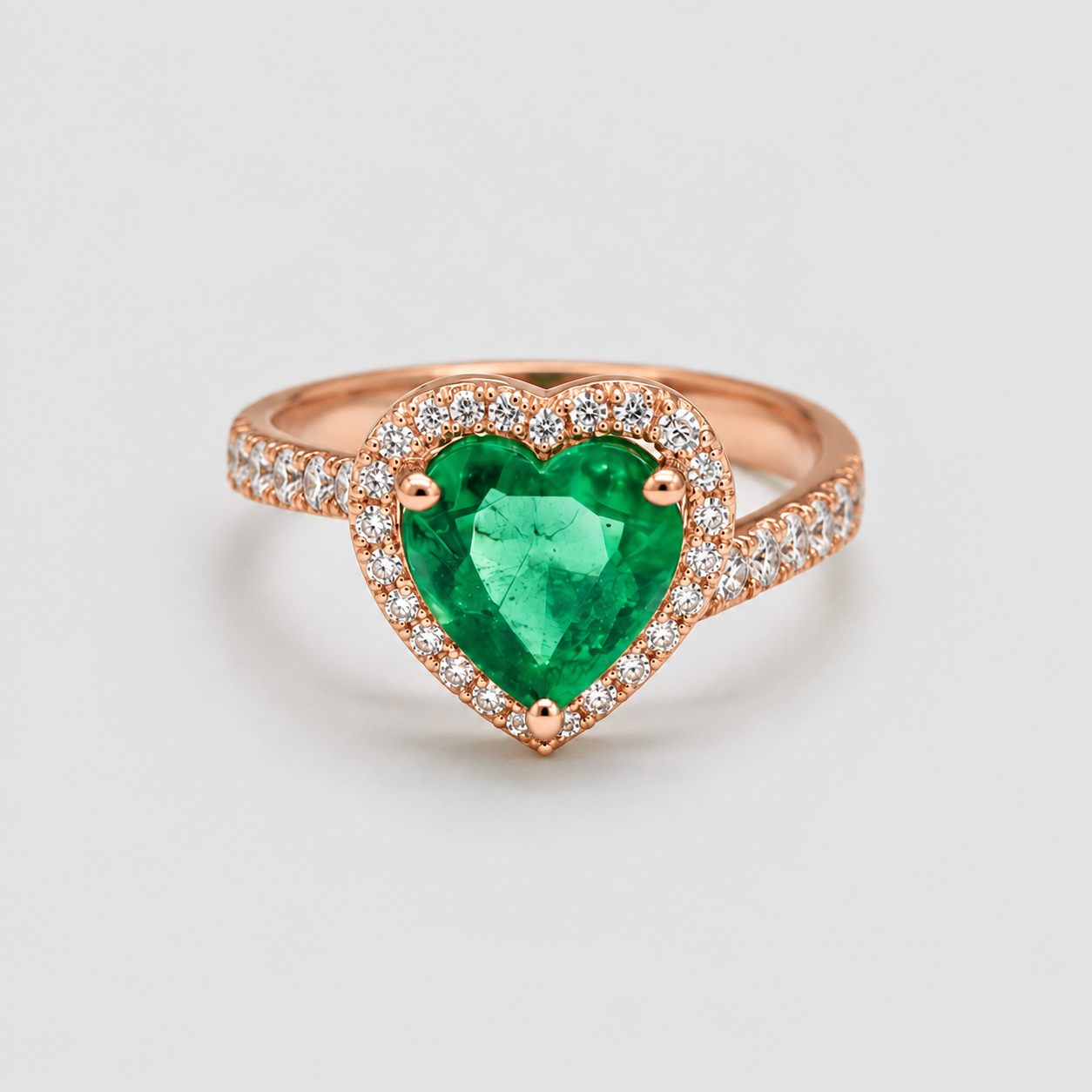 2 Ct. Heart Shaped Emerald Cut Tone Halo Ring
