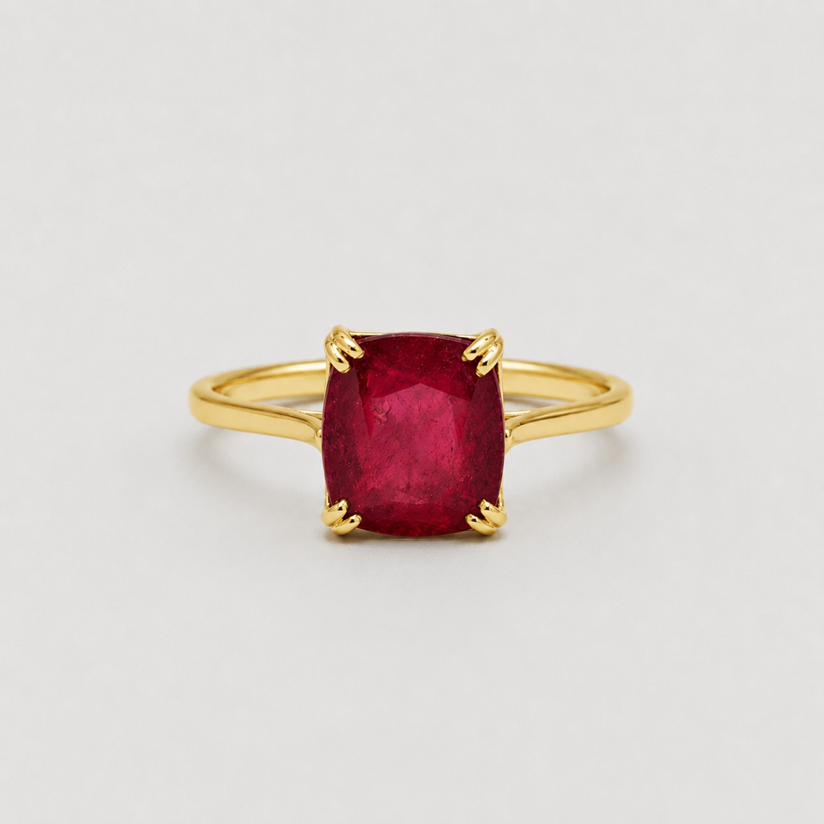 1 Ct. Cushion Cut Ruby Tone Solitaire Engagement Ring