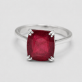 1 Ct. Cushion Cut Ruby Tone Solitaire Ring