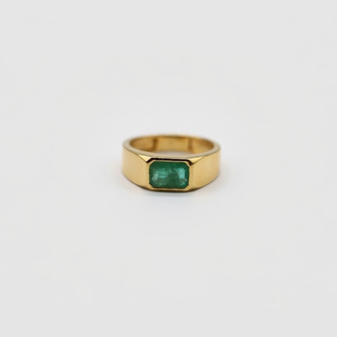 4 Ct. Gemstone Bezel Emerald Cut Solitaire Ring for Men