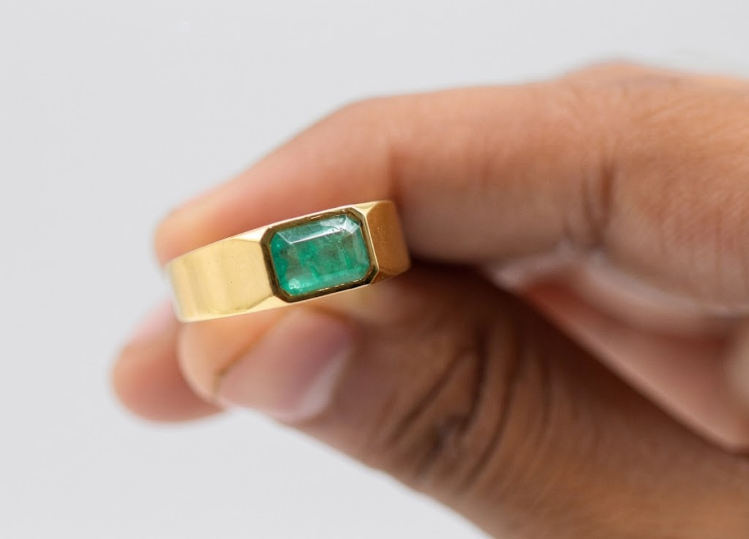 4 Ct. Gemstone Bezel Emerald Cut Solitaire Ring for Men