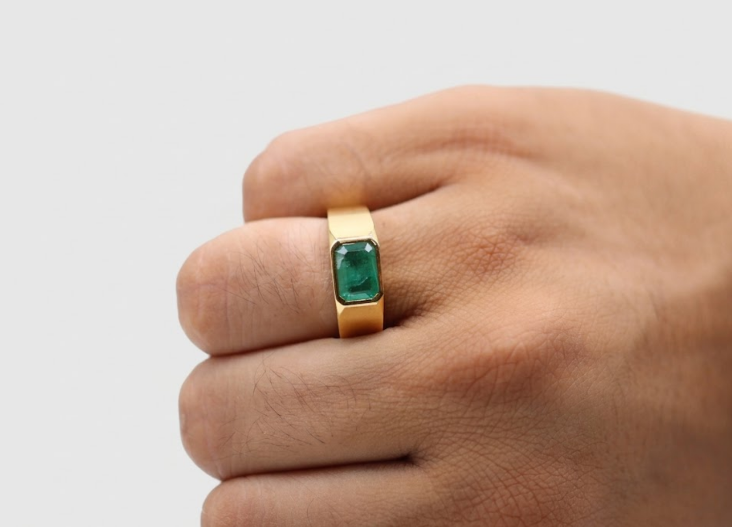 4 Ct. Gemstone Bezel Emerald Cut Solitaire Ring for Men