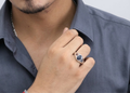 2 Ct. Oval Blue Sapphire Solitaire Men Ring