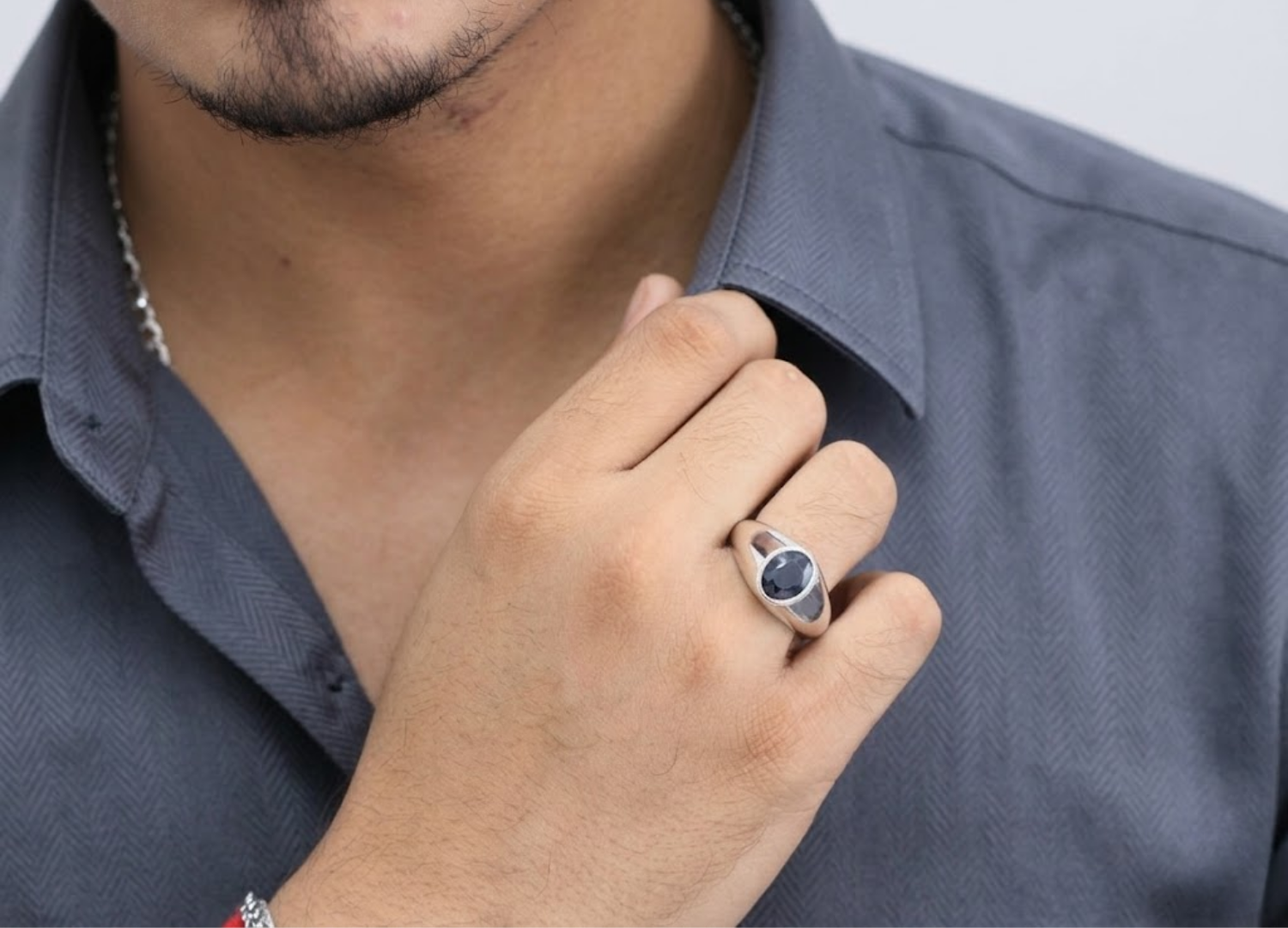 2 Ct. Oval Blue Sapphire Solitaire Men Ring