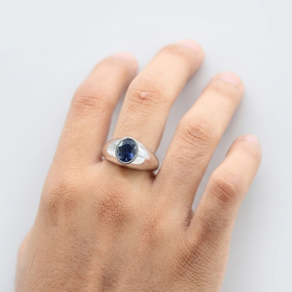 2 Ct. Oval Blue Sapphire Solitaire Men Ring