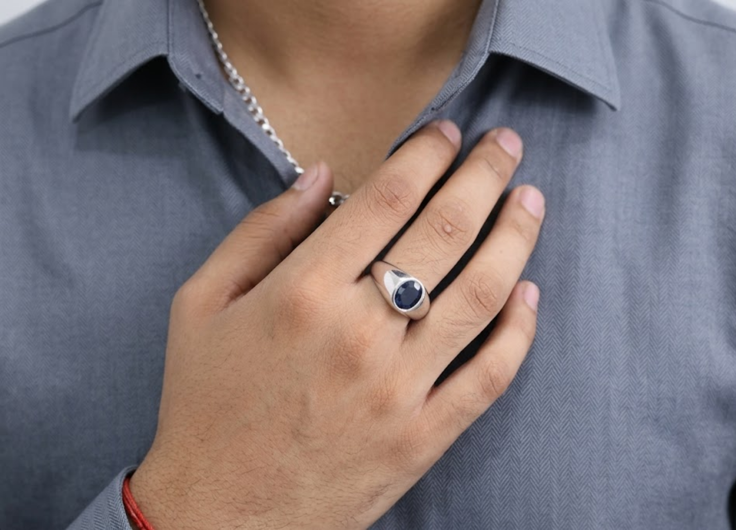 2 Ct. Oval Blue Sapphire Solitaire Men Ring