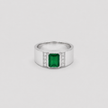2.20 Ct. Emerald Cut Emerald & Diamond Solitaire Men Ring