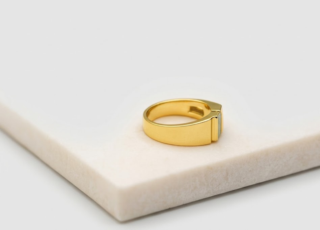 2.20 Ct. Emerald Cut Emerald & Diamond Solitaire Men Ring