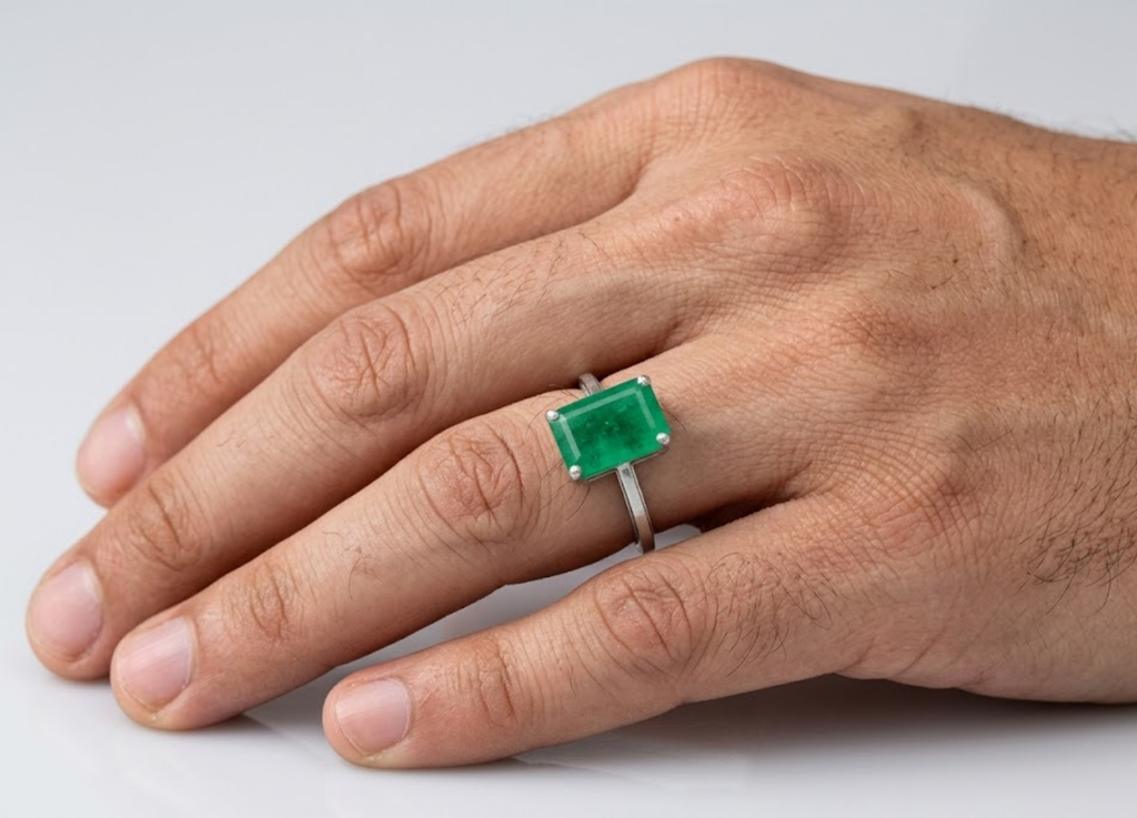 4 Ct. Emerald Cut Gemstone Solitaire Ring for Men
