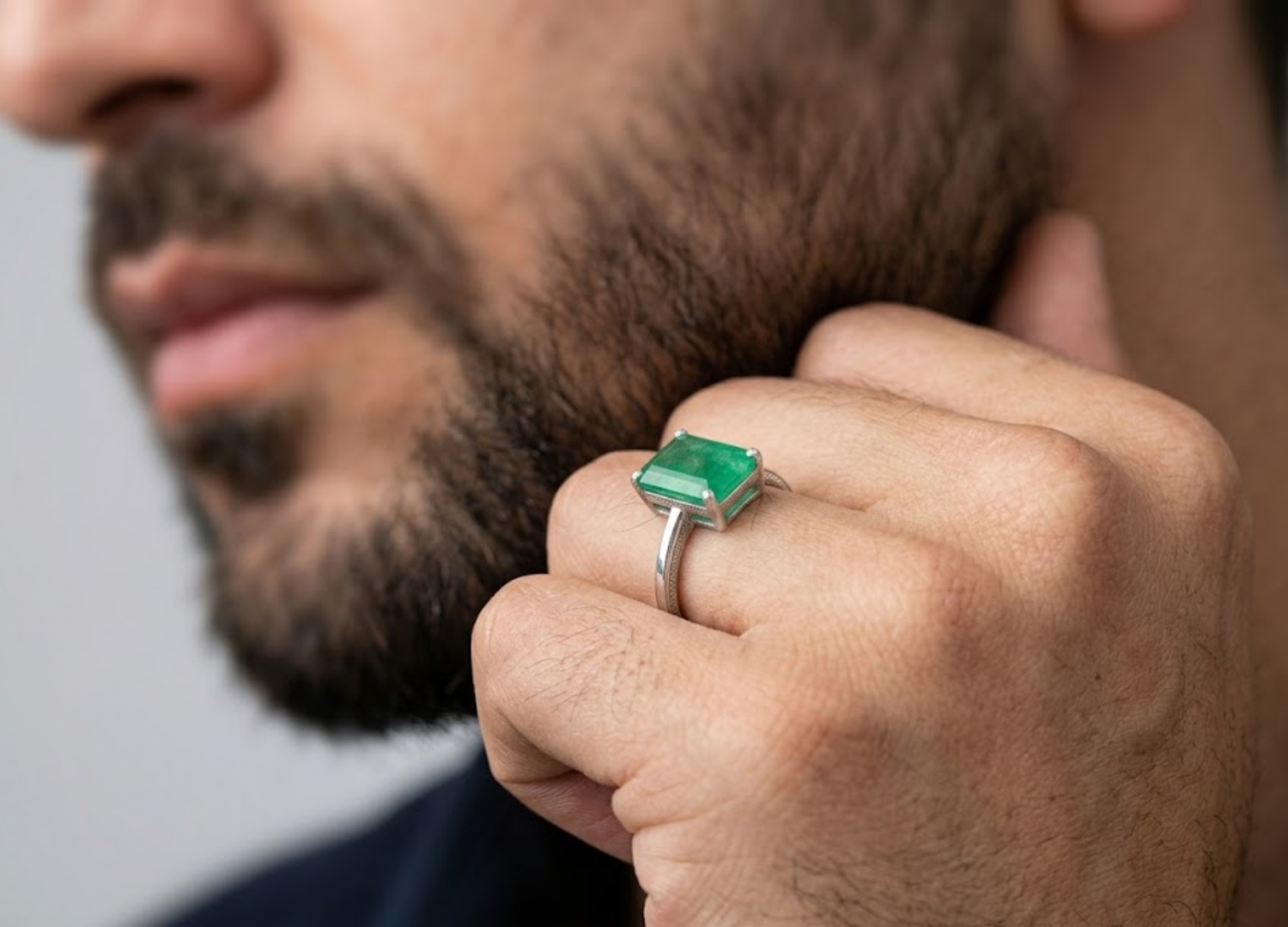 4 Ct. Emerald Cut Gemstone Solitaire Ring for Men