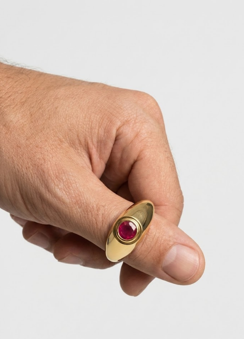 1 Ct. Round-Cut Ruby Solitaire Ring for Men