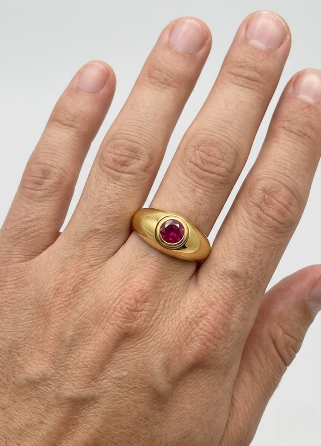 1 Ct. Round-Cut Ruby Solitaire Ring for Men