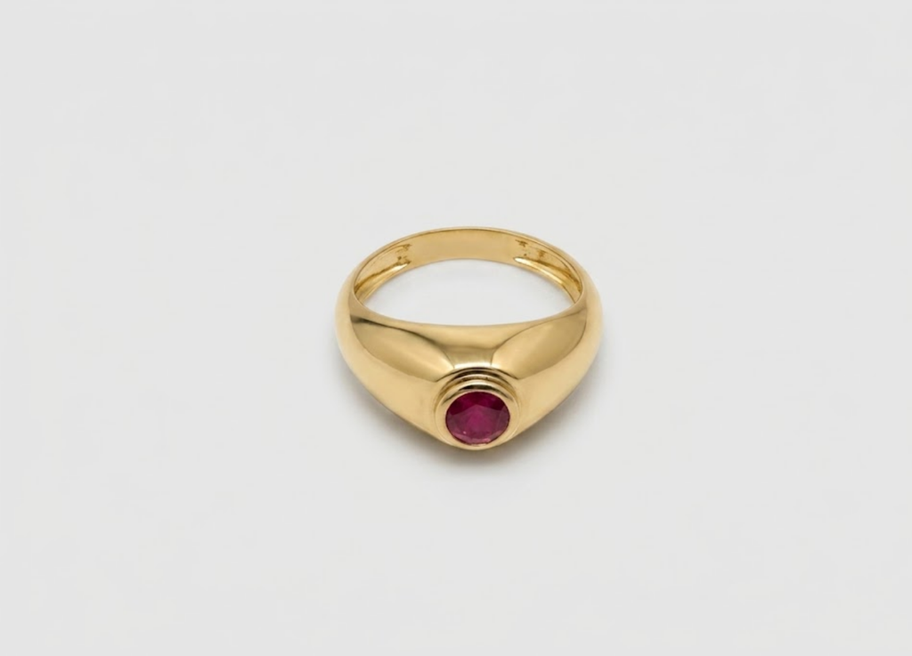 1 Ct. Round-Cut Ruby Solitaire Ring for Men