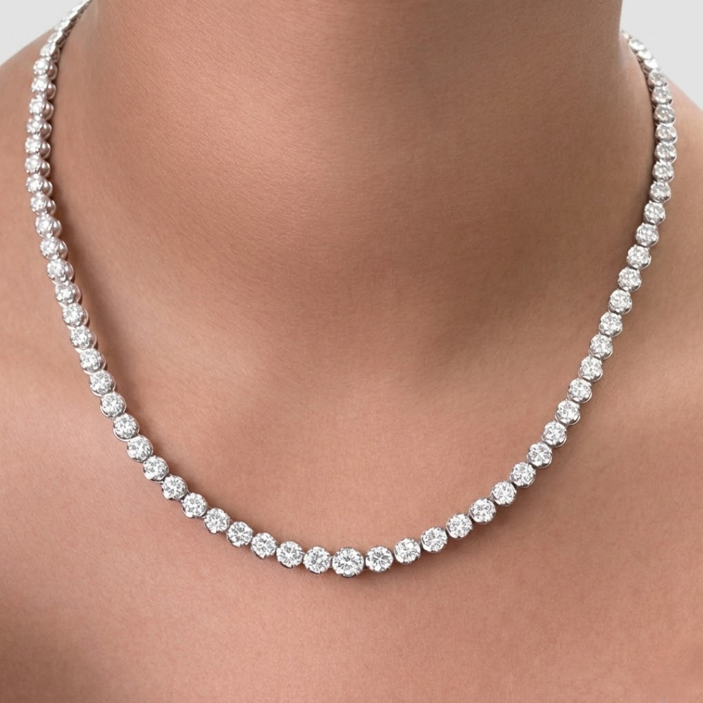 Natural Diamond Tennis Necklace for Women | Luxury Diamond Necklace | Fine Diamond Jewelry