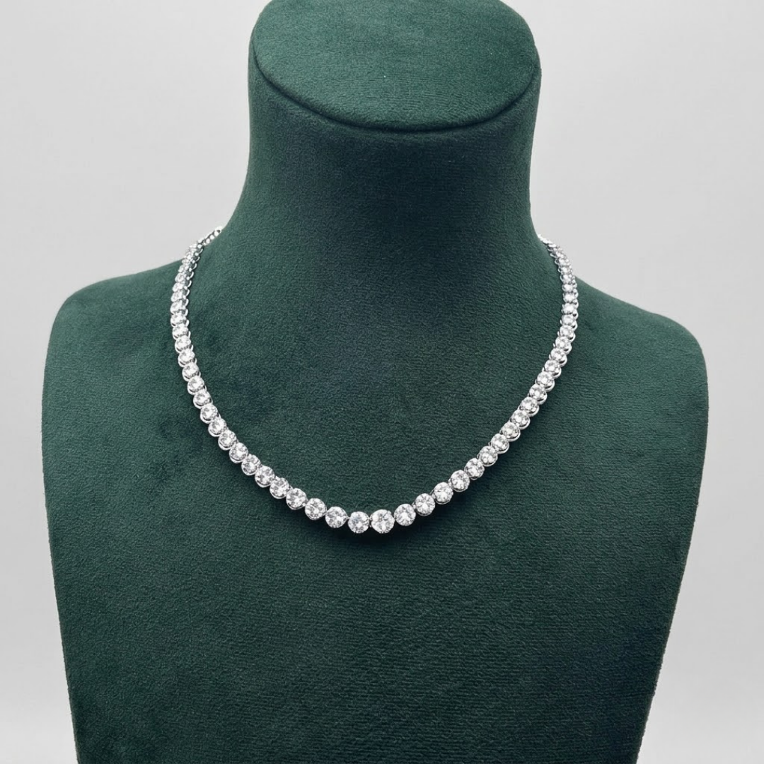 Natural Diamond Tennis Necklace for Women | Luxury Diamond Necklace | Fine Diamond Jewelry