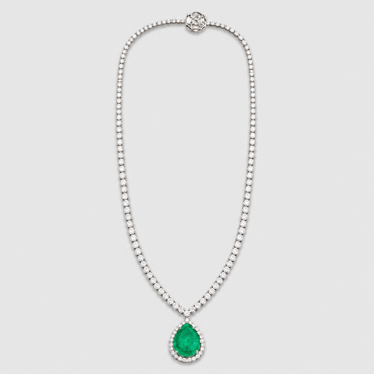 18 Ct. Bridal Necklace in Lab-Grown Diamond (VS-EF) & Natural Emerald