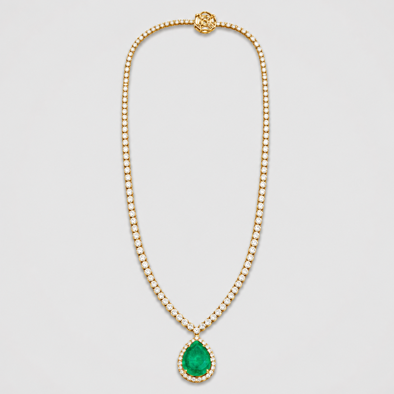 18 Ct. Bridal Necklace in Lab-Grown Diamond (VS-EF) & Natural Emerald