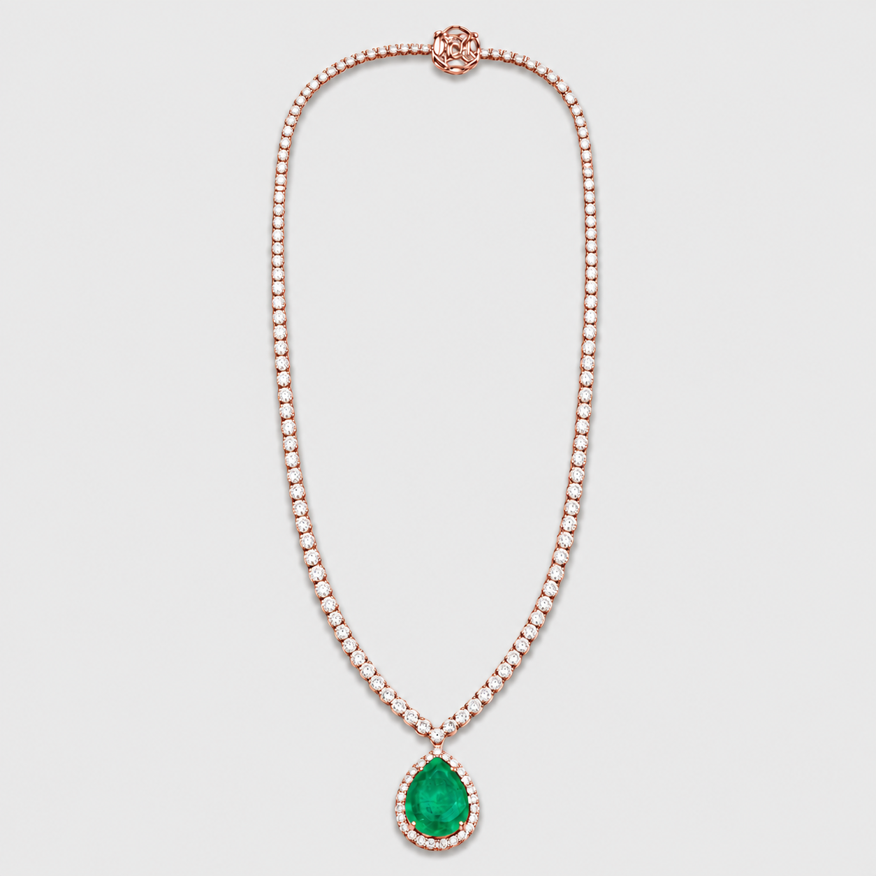 18 Ct. Bridal Necklace in Lab-Grown Diamond (VS-EF) & Natural Emerald