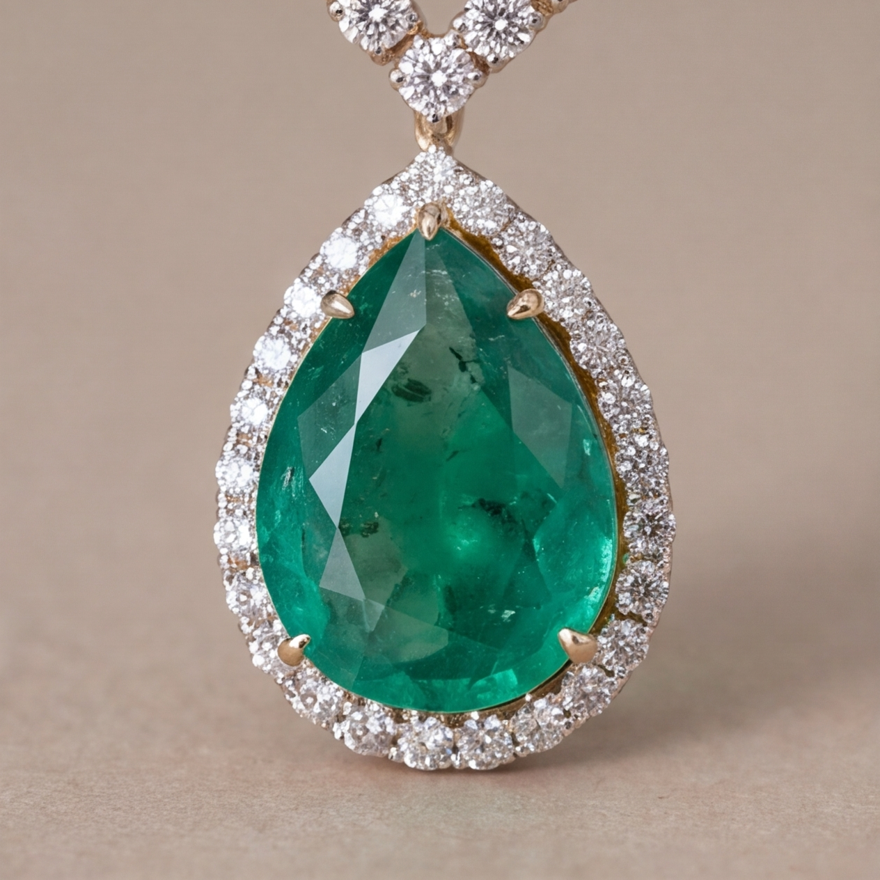 18 Ct. Bridal Necklace in Lab-Grown Diamond (VS-EF) & Natural Emerald